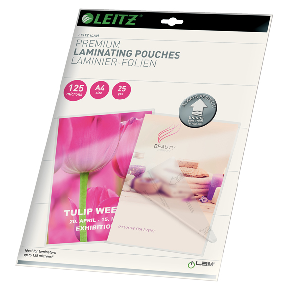  Pouches iLAM UDT - plastificazione a caldo - A4 - 216 x 303 mm - 2 x125 micron - Leitz - scatola 25 pezzi 