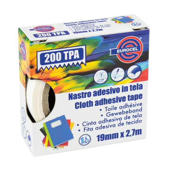  Nastro adesivo telato TPA 200 - 19 mm x 2,7 m - tela plastificata - rosso - Eurocel 