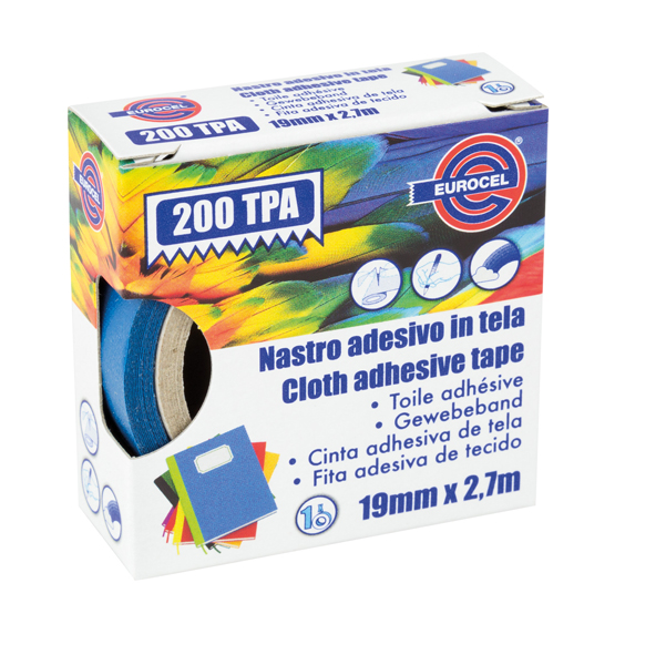  Nastro adesivo telato TPA 200 - 19 mm x 2,7 m - tela plastificata - blu - Eurocel 