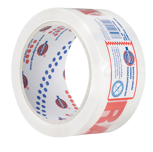  Nastro adesivo PP36NN - "fragile" - 5 cm x 66 m - rosso/bianco - Eurocel 