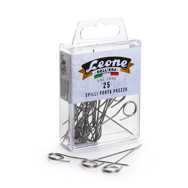  Spilli portaprezzi - inox - Leone - conf. 25 pezzi 