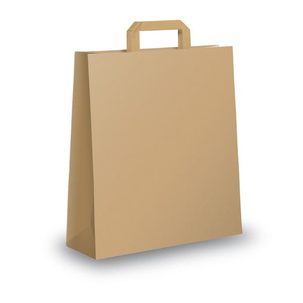  Shopper - maniglie piattina - 26 x 11 x 34,5 cm - carta kraft - avana - Mainetti Bags - conf. 300 pezzi 