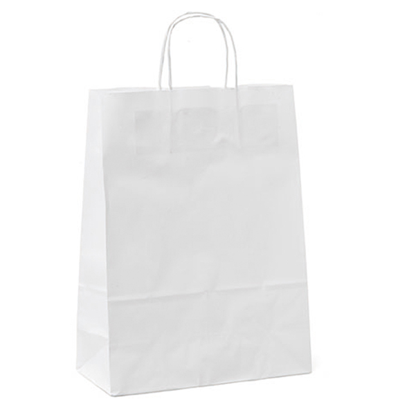  Shopper - maniglie cordino - 36 x 12 x 41 cm - carta kraft - bianco - Mainetti Bags - conf. 25 pezzi 