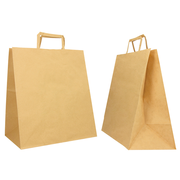  Shopper Flat Large - maniglie piattina - 28 x 17 x 32 cm - carta kraft - avana - Mainetti Bags - conf. 250 pezzi 