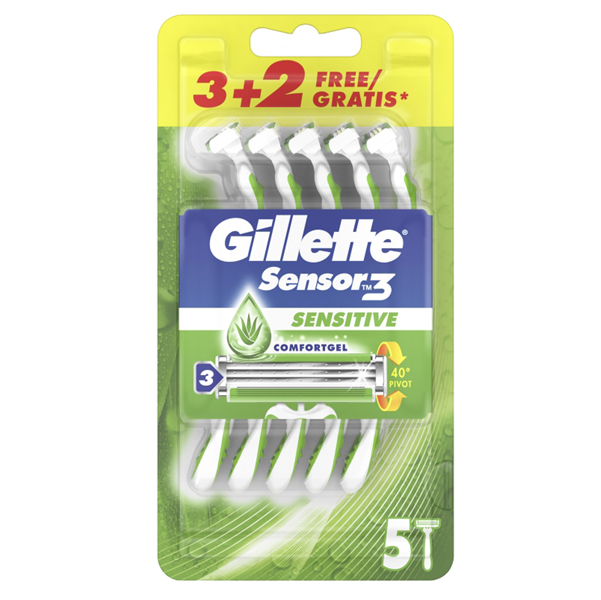 Gillette Sensor 3 Sensitive - confezione usa&amp;getta 3 + 2 pezzi 