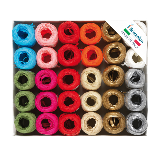  Ovine in Rafia sintetica - 5 mm x 20 mt - colori natalizi assortiti - Brizzolari - conf. 30 pezzi 