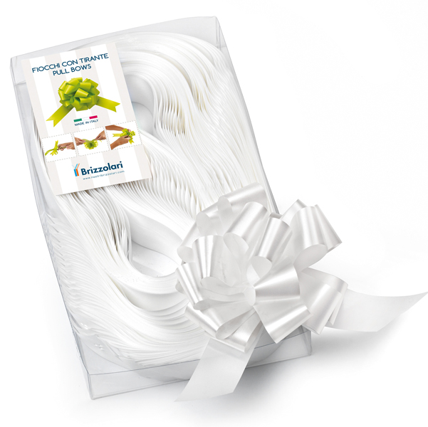  Nastri strip 6800 - in polipropilene - bianco 01 - per fiocco autocomponibile - 31 mm - diametro 13 cm - Brizzolari - conf. 30 pezzi 