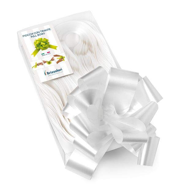  Nastri strip 6800 - in polipropilene - bianco 01 - per fiocco autocomponibile - 50 mm - diametro 20 cm - Brizzolari - conf. 30 pezzi 
