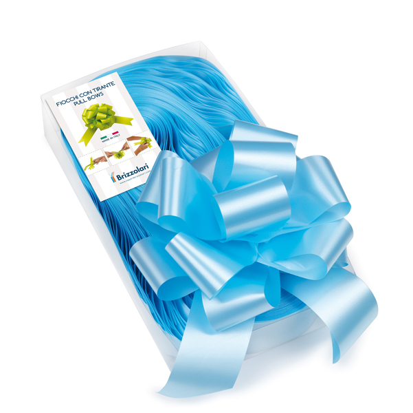  Nastri strip 6800 - in polipropilene - azzurro 06 - per fiocco autocomponibile - 50 mm - diametro 20 cm - Brizzolari - conf. 30 pezzi 