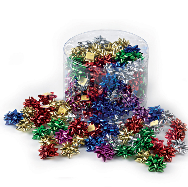  Stelle di nastro metal 6870 - 5 mm - diam. 2,5 cm - colori assortiti - Brizzolari - conf. 100 pezzi 