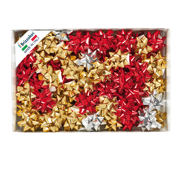  Stelle di nastro metal 6870 - 14 mm - diam. 6,5 cm - colori assortiti - Brizzolari - conf. 100 pezzi 