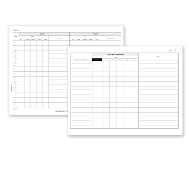  Registro carico/scarico suini - 23 pagine numerate - 31 x 24,5 cm - DU138311000 - Data ufficio 