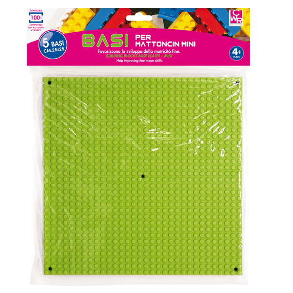  Base costruzioni Micro - in ABS - 25 x 25 cm - colori assortiti - CWR - conf. 5 pezzi 