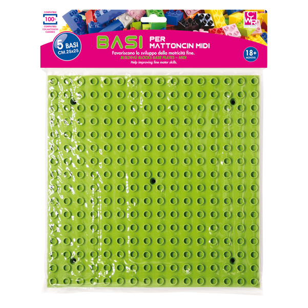  Base costruzioni Midi - in ABS - 25 x 25 cm - colori assortiti - CWR - conf. 5 pezzi 