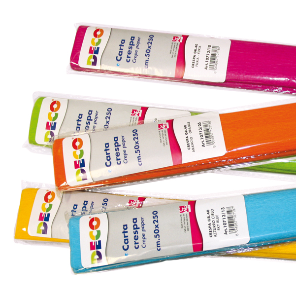  Rotoli carta crespa - 250 x 50 cm - 40 gr - colori caldi - Deco - conf. 6 pezzi 