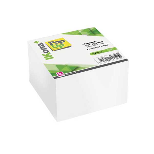  Foglietti Cubo - collato su un lato - bianco - 9,5 x 9,5 cm - 700 fogli - IKona+ 