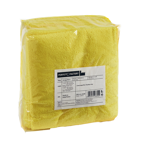  Panni microfibra Ultrega - 40 x 40 cm - giallo - Perfetto - pack 10 pezzi 