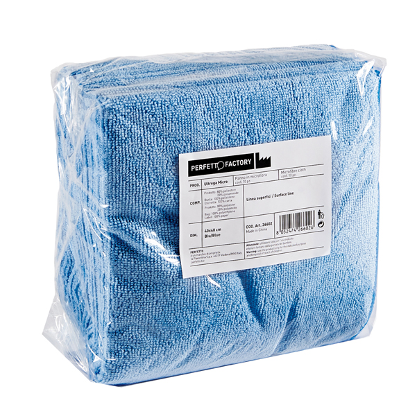  Panni microfibra Ultrega - 40 x 40 cm - azzurro - Perfetto - pack 10 pezzi 