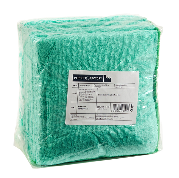  Panni microfibra Ultrega - 40 x 40 cm - verde - Perfetto - pack 10 pezzi 