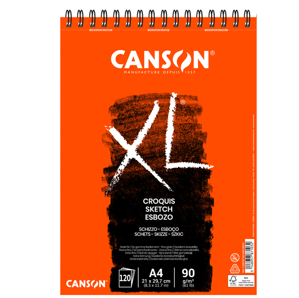  Album XL Croquis - A4 - 90 gr - 120 fg - bianco - Canson 