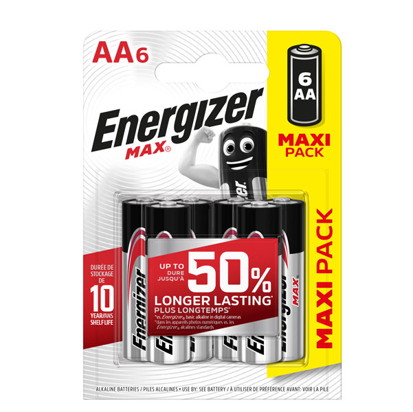  Pila stilo AA - 1,5V - Max alcalina - Energizer - blister 6 pezzi 
