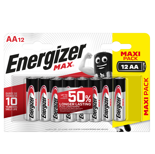  Pila stilo AA - 1,5V - Max alcalina - Energizer - blister 12 pezzi 