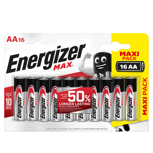  Pila stilo AA - 1,5V - Max alcalina - Energizer - astuccio 16 pezzi 