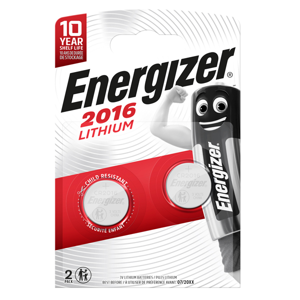  Micropila CR2016 - 3V - a pastiglia - Lithium - Energizer - blister 2 pezzi 