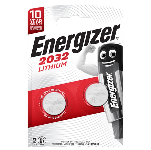 Micropila CR2032 - 3V - a pastiglia - litio - Energizer - blister 2 pezzi 