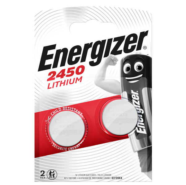  Micropila CR2450 - 3V - a pastiglia - Lithium - Energizer - blister 2 pezzi 