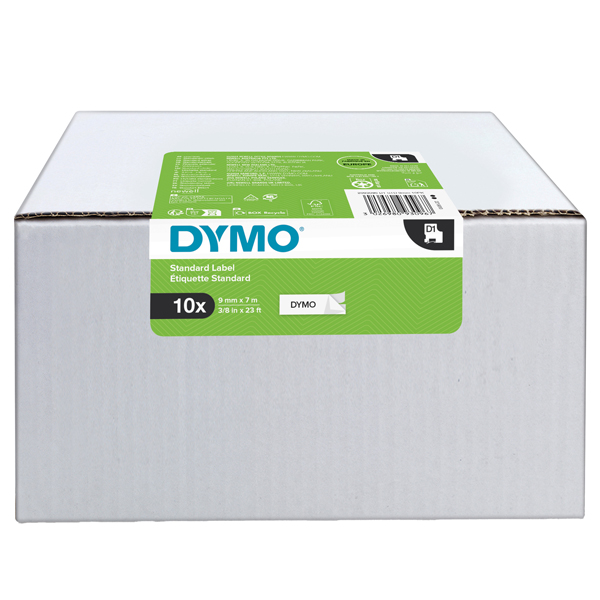  Nastro D1 409130 - 9 mm x 7 mt - PL - nero/bianco - Dymo - value pack 10 pezzi 