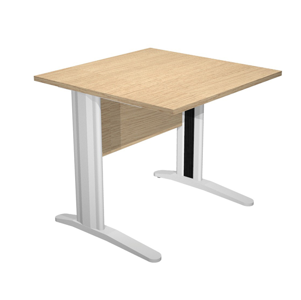  Scrivania lineare Easy - 80 x 80 x 72 cm - Rovere/grigio cromato 