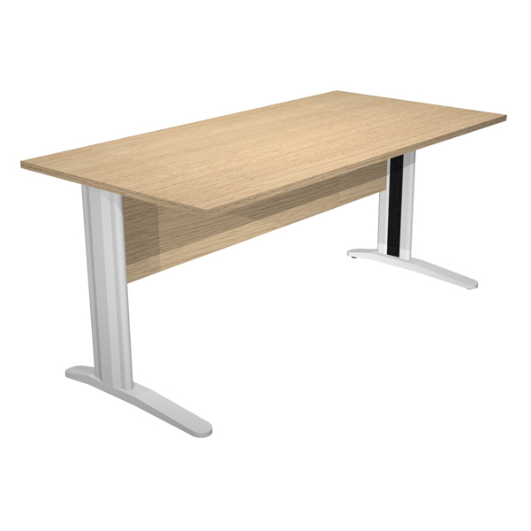  Scrivania lineare Easy - 160 x 80 x 72 cm - Rovere/grigio cromato 