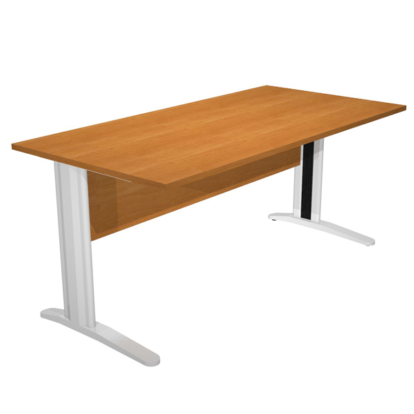  Scrivania lineare Easy - 120 x 80 x 72 cm - Noce chiaro/grigio cromato 