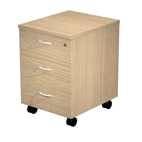  Cassettiera Easy - 3 cassetti - con ruote - 41,8 x 52 x 59,5 cm - rovere 