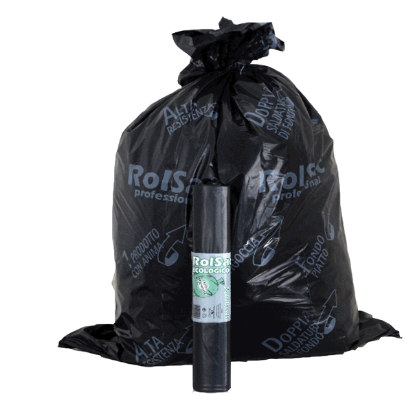  Sacchi - 72 x 110 cm - 110 L - 47 micron - nero - Rolsac - conf. 10 pezzi 