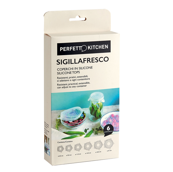  Coperchi in silicone Sigillafresco - Perfetto - set 6 pezzi 