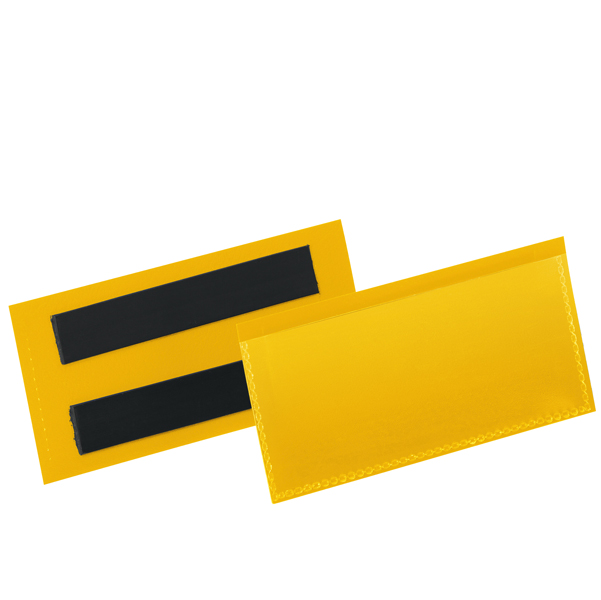  Buste identificative magnetiche - 100 x 38 mm - giallo - Durable - conf. 50 pezzi 