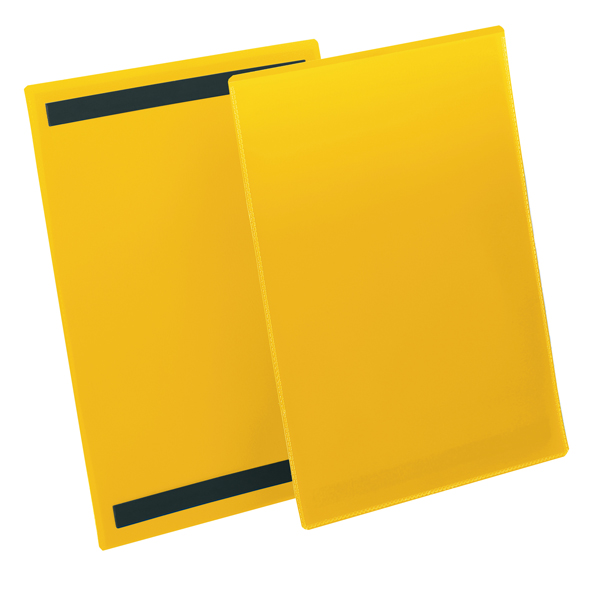  Buste identificative - con bande magnetiche - A4 verticale - giallo - Durable - conf.50 pezzi 