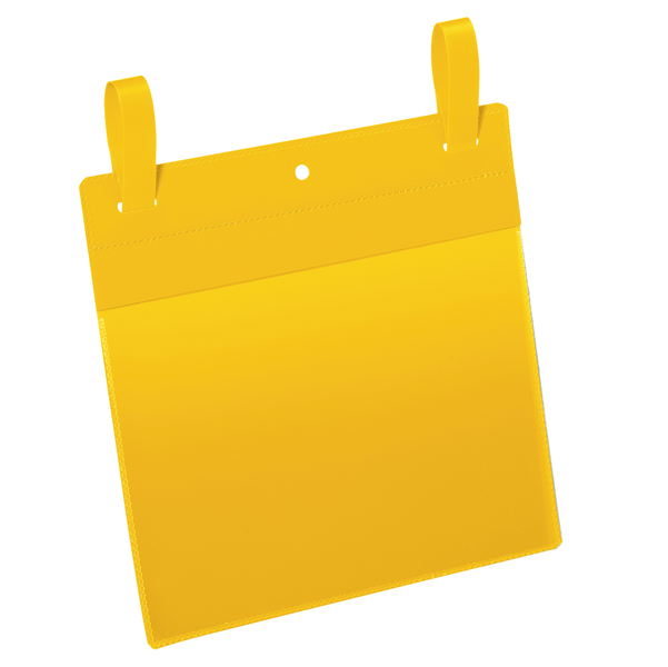  Buste identificative - con fascette di aggancio - A5 orizzontali - giallo - Durable - conf. 50 pezzi 