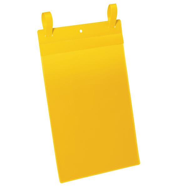  Buste identificative - con fascette di aggancio - A4 verticale - giallo - Durable - conf. 50 pezzi 