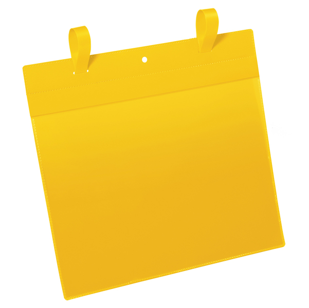  Buste identificative - con fascette di aggancio - A4 orizzontale - giallo - Durable - conf. 50 pezzi 