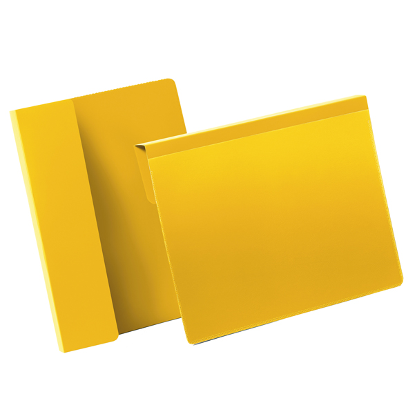  Buste identificative - con aletta pieghevole - A5 orizzontale - giallo - Durable - conf. 50 pezzi 
