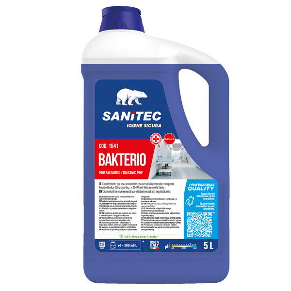  Detergente disinfettante Bakterio - 5 L - pino balsamico - Sanitec 