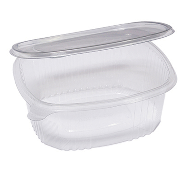  Contenitori ovali in PET - con coperchio incernierato - 22,5 x 19,2 x 7,7 cm - Europack - conf. 50 pezzi 