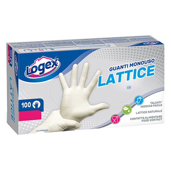  Guanti monouso in lattice - tg. L - Logex Professional - scatola 100 pezzi 