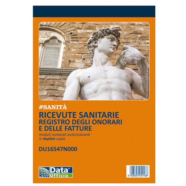  Blocco registro onorari/fatture ricevute sanitarie - 50/50 copie numerate autoricalcanti - 21,5 x 14,8 cm - DU16547N000 - Data Ufficio 