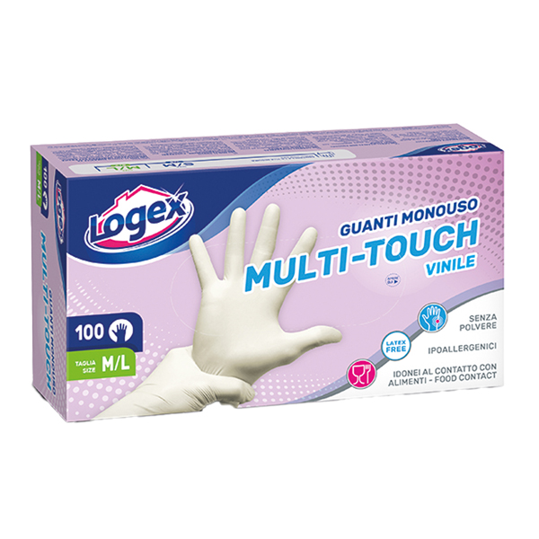  Guanti monouso - in vinile non talcato - tg. M/L - Logex Professional - conf.100 pezzi 