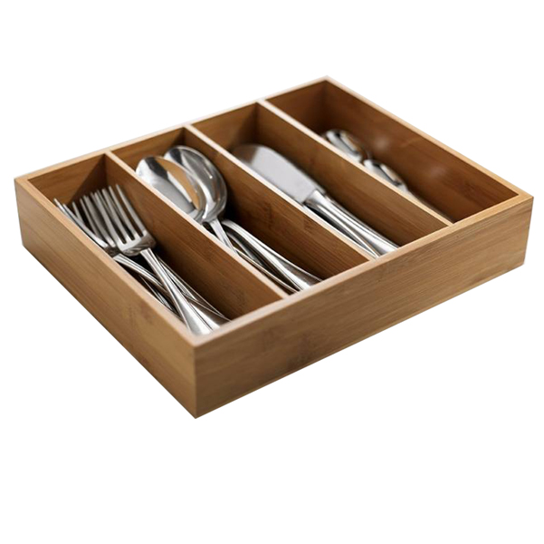  Portabustine / portaposate - in bamboo - 29 x 27,5 x 6 cm - colore naturale - Leone 