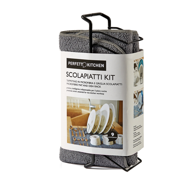  Tappetino scolapiatti con griglia - in microfibra - 9 posti - Perfetto 